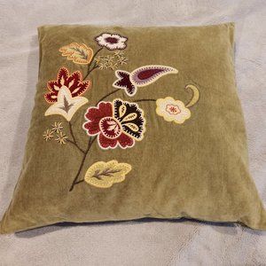 Pottery Barn Embroidered Velvet Pillow - Perfect for Fall
